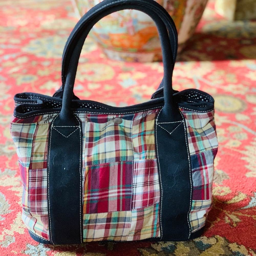 J CREW Madras Plaid Tote Purse